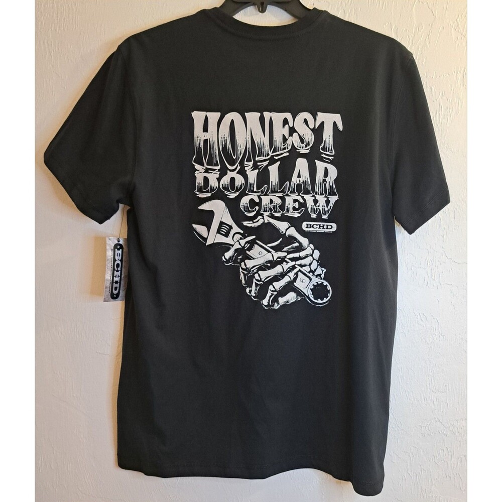 BCHD‎ Men's NWT Blk Graphic Crew Neck Tee L Mechanic Tradesman Work Gritty Basic